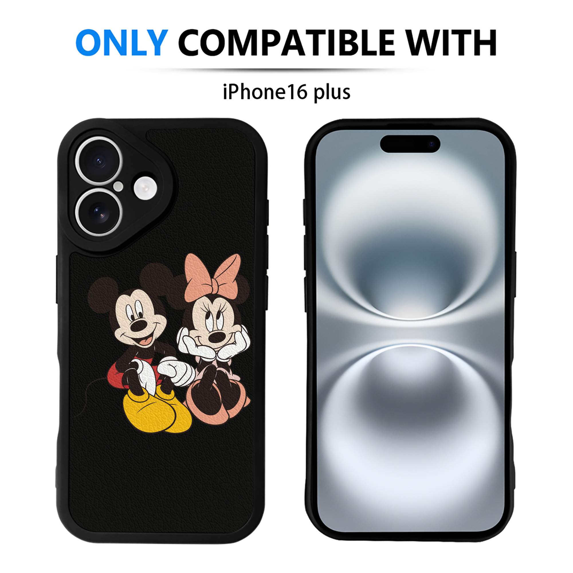 （画像用） ミッキーマウス Mickey Mouse 【iPhone 16シリーズ対応】シリコンスマホケース（レザー調） 材質：シリコン